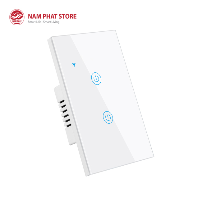 Công tắc 2 nút thông minh wifi chữ nhật tuya smart
