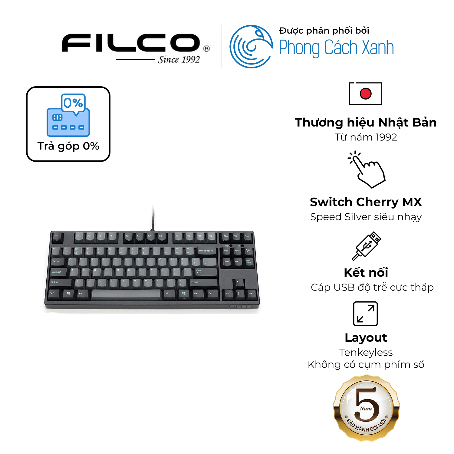 [Trả góp 0%] Bàn phím cơ Filco Majestouch 2SS Edition (Tenkeyless) - Hàng Chính Hãng