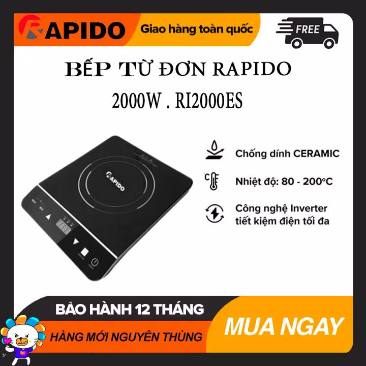 Bếp từ đơn Rapido 2000 W - RI2000 ES. Bảo hành chính hàng 12 tháng.