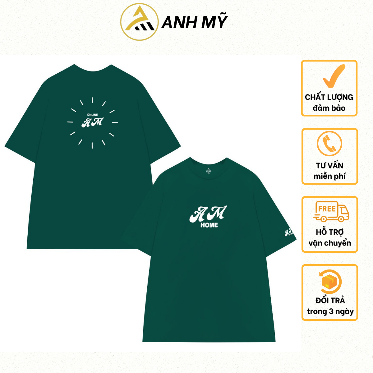 Áo thun local brand unisex anh mỹ am premium 100% cotton basic am