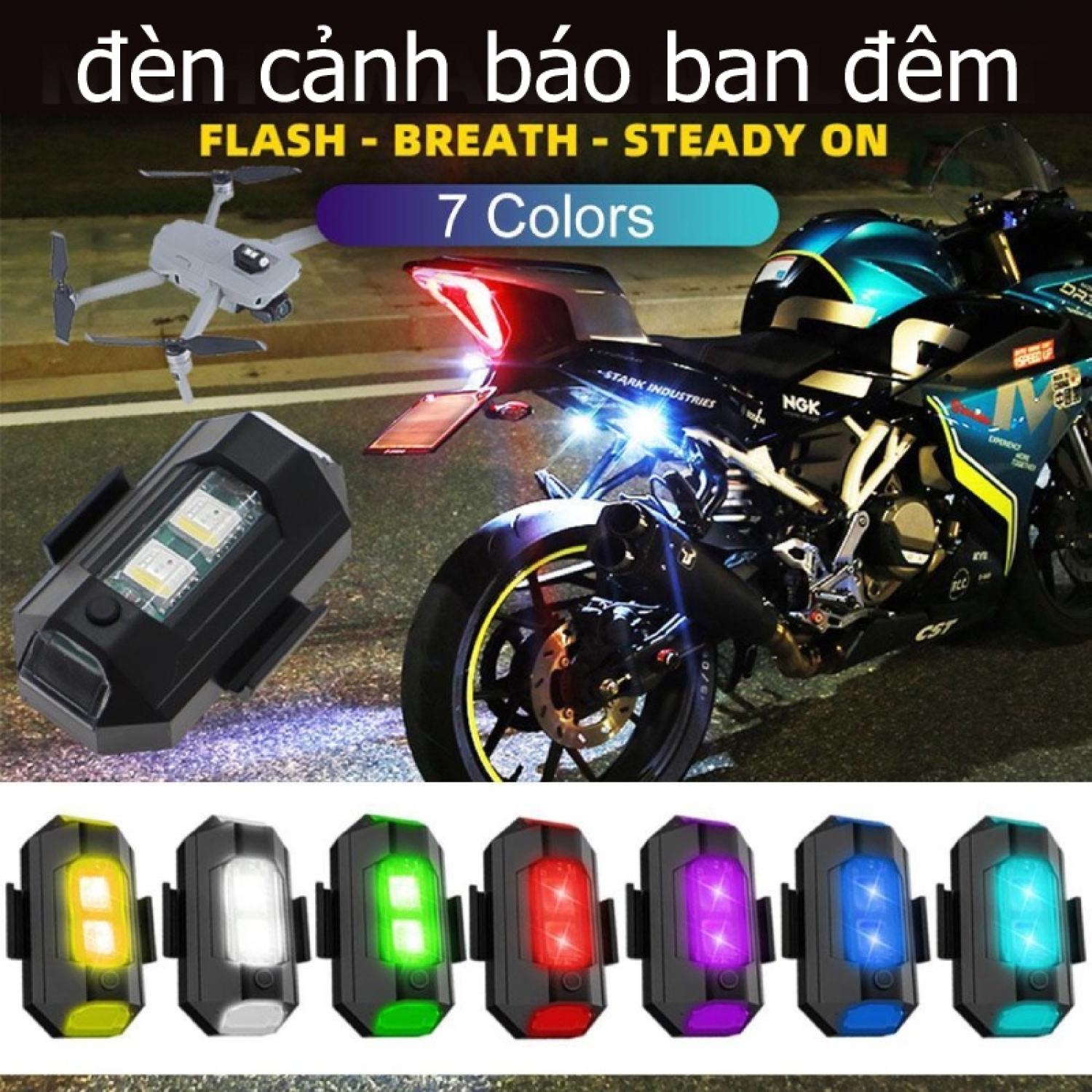 Đèn LED nhấp nháy gắn đuôi xe máy cảnh báo
