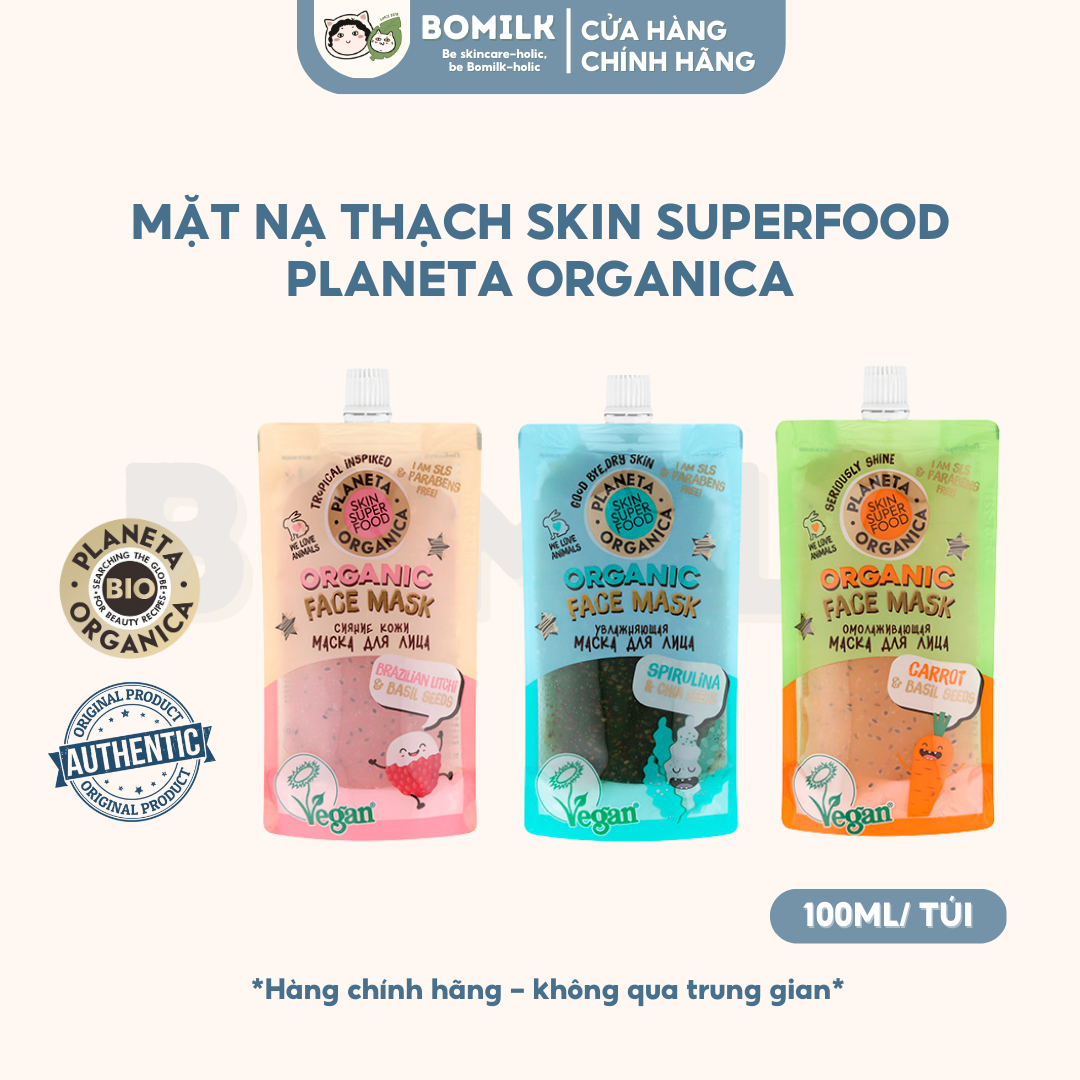 Mask thạch Skin Superfood Planeta Organica- mặt nạ dịu da, detox, dưỡng ẩm & làm sáng da