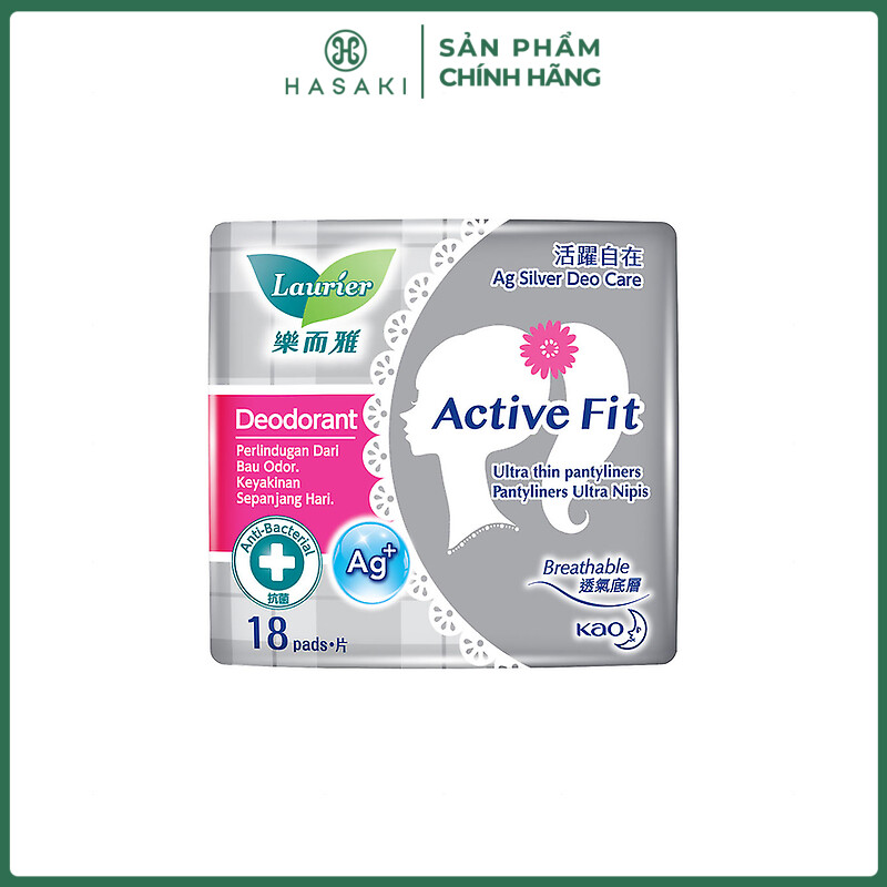 Băng Vệ Sinh Laurier Hàng Ngày Phân Tử Bạc Kháng Khuẩn 36M Active Fit Deodorant Ag+
