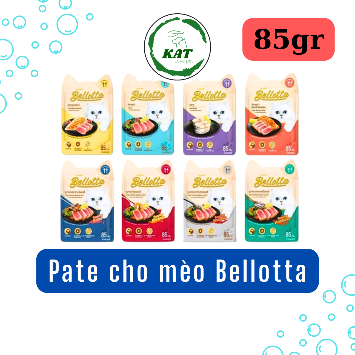 Pate cho mèo bellotta mix cá ngừ - gói 85gr - kat love pets