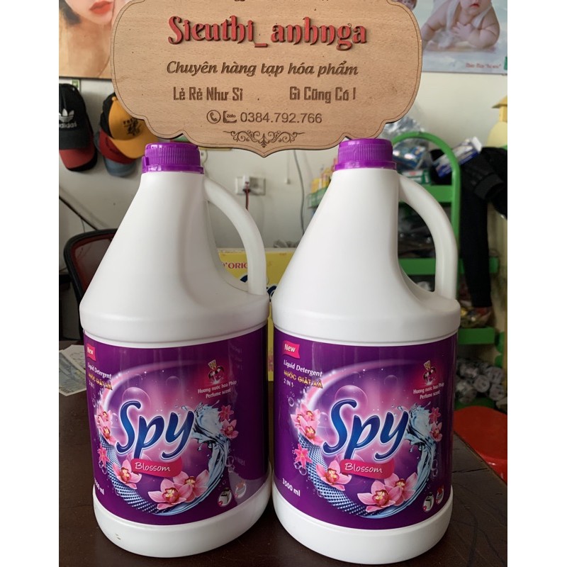 Nước giặt xả spy 3500ml hương hoa pháp can tím