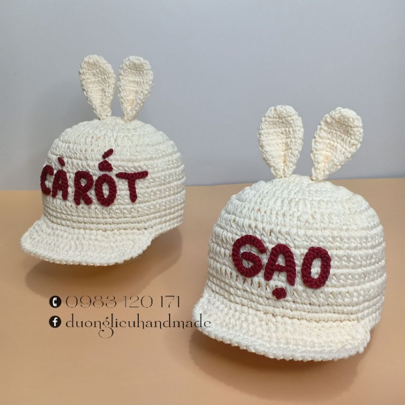 Nón lưỡi trai sợi dệt handmade cho bé