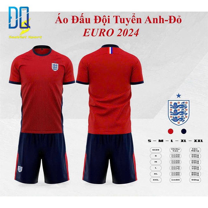 Quần áo đá bóng đội tuyển Anh thun lạnh mẫu mới 2023 - 2024 quần áo đá banh người lớn