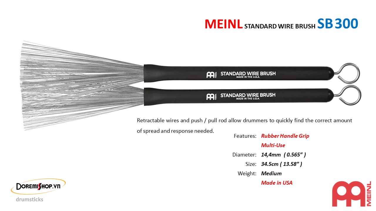 Cặp dùi chổi sắt meinl standard wire brush sb300