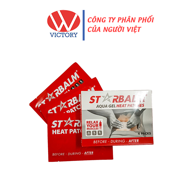 Miếng dán nhiệt starbalm aqua gel heat patches - giảm nhức mỏi cơ bắp - victory pharmacy