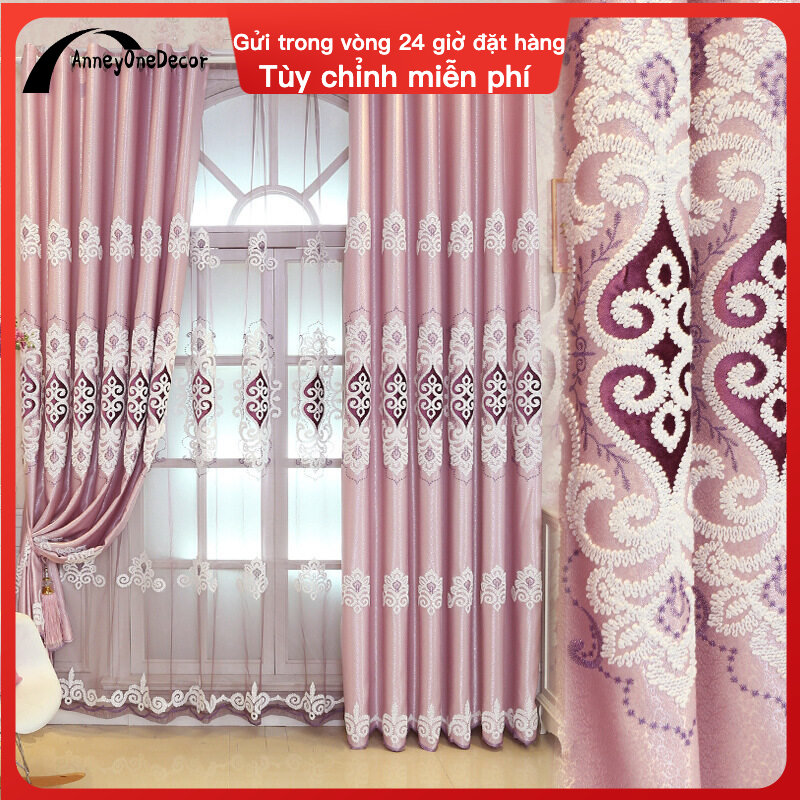 AnneyOneDecor Rèm Che Nắng Dày Châu Âu Thêu Sang Trọng Cho Phòng Khách Rèm