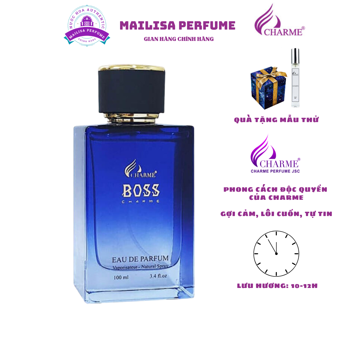 Nước hoa nam Char.me Boss Char.me 100ml Gợi Cảm, Lôi Cuốn