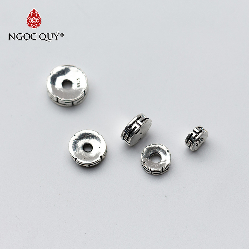 Charm bạc s925 chặn hạt họa tiết hoa văn size 8mm