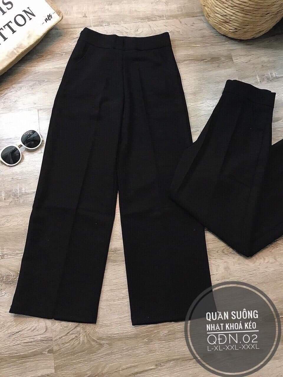 Quần ống suông dây kéo hông