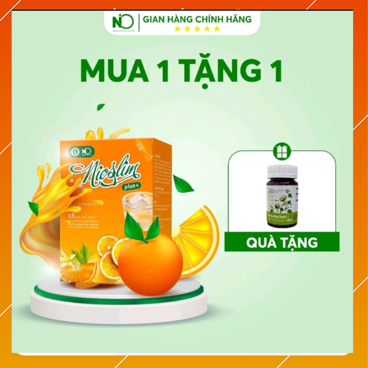 Siro giảm cân nio slim plus + vị cam thơm ngon - giảm cân an toàn, hiệu quả - siro giảm cân nioslim plus hộp 15 gói giúp giảm 2-5 kg sau 15 ngày