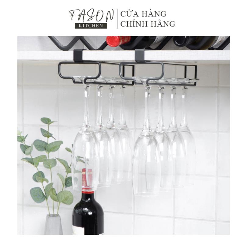 Giá Treo Ly Rượu Vang Cao Cấp Bằng Thép Không Gỉ 2 Màu Đen Trắng - FASONKITCHEN
