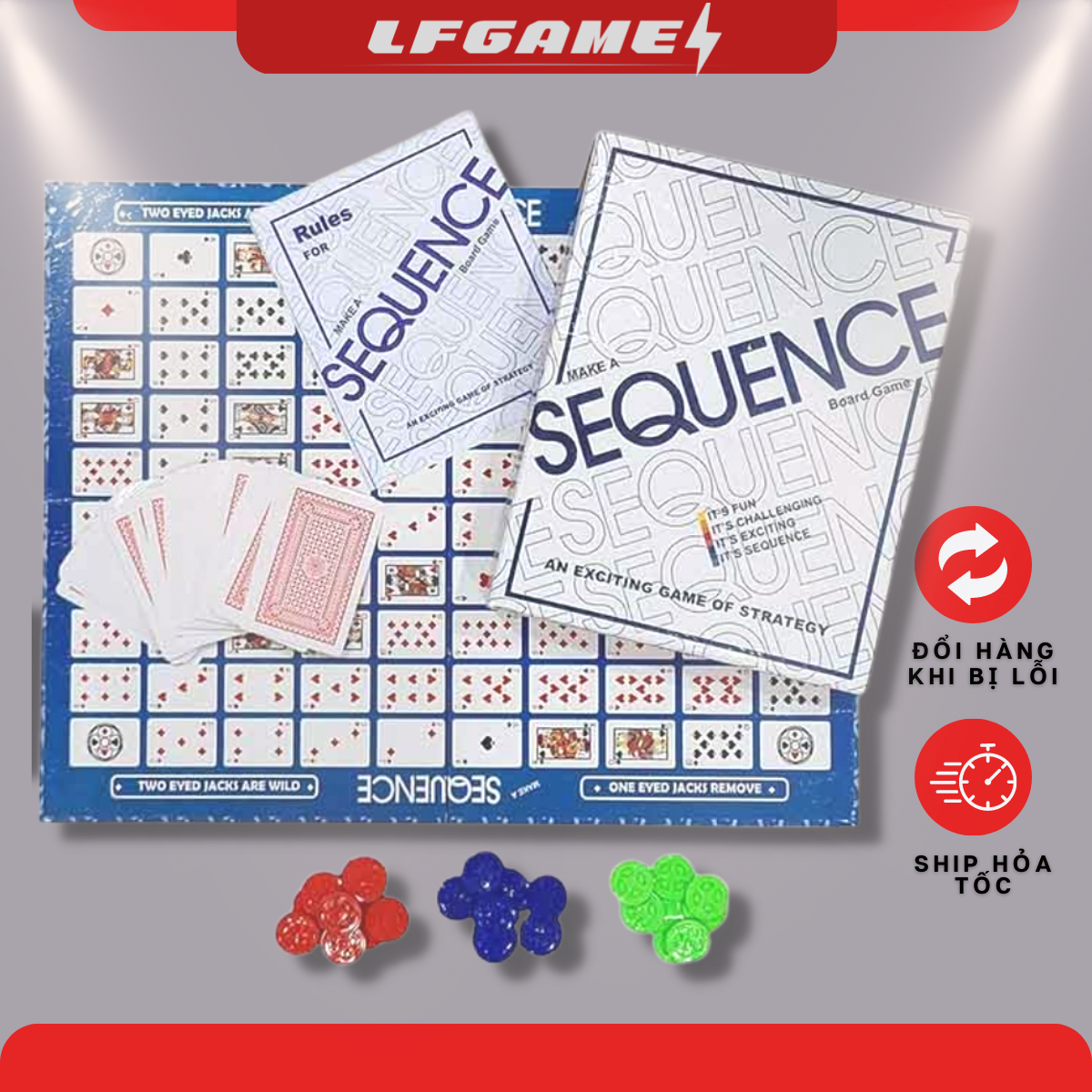 Bộ trò chơi phát triển trí tuệ BOARD GAME SEQUENCE giải trí vui vẻ cho bé và gia đình