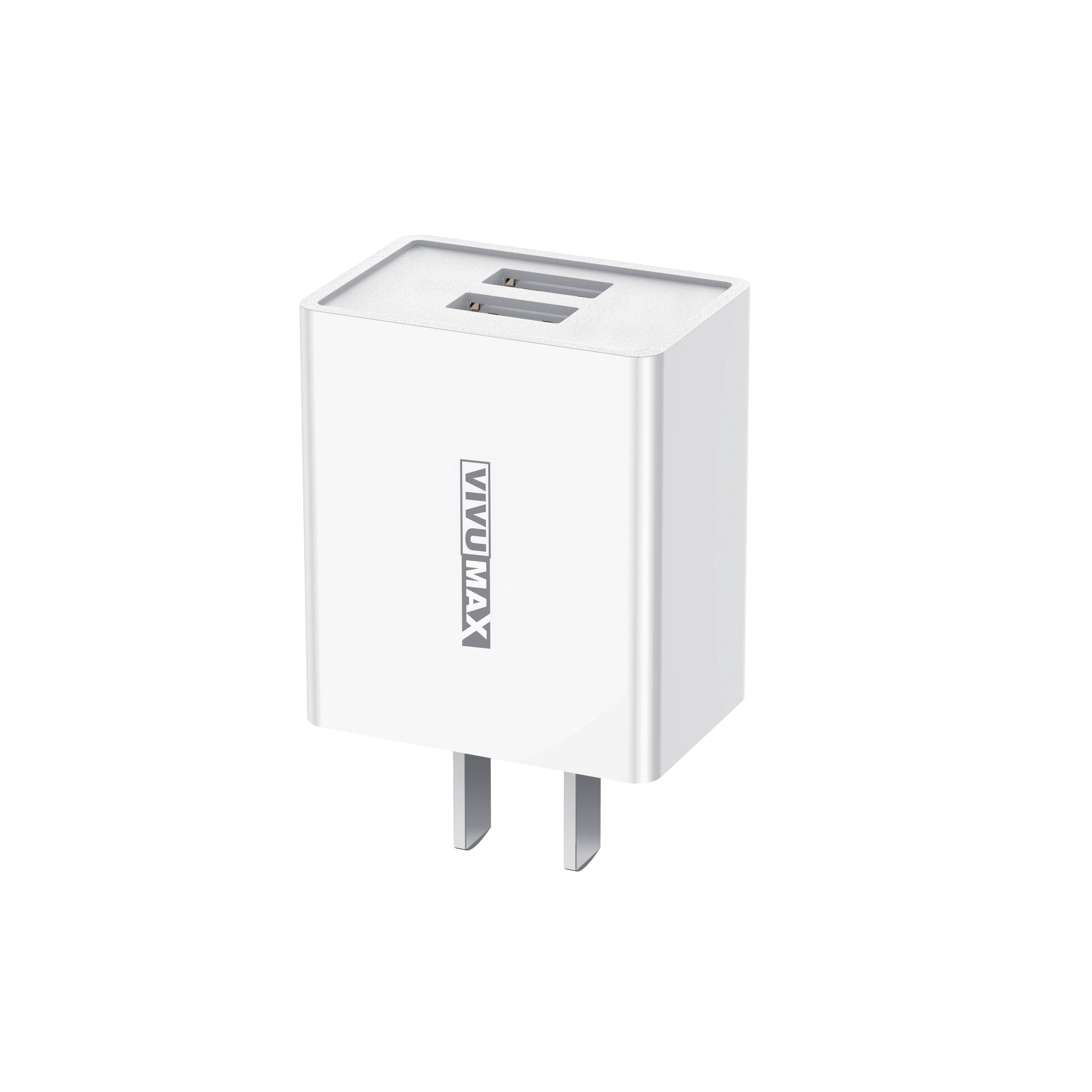 Củ sạc nhanh Vivumax CH32 - 2 cổng USB 5V-2.4A thuận tiện cho việc sạc 2 thiết bị 1 lúc- Hàng Chính Hãng, Bảo Hành 1 ĐỔI 1 Trong  12 Tháng (Đổi mới)