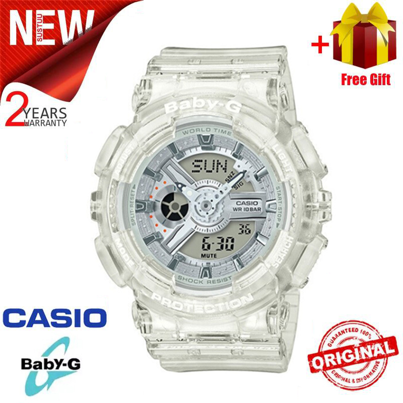 Đồng Hồ Thể Thao Nữ Baby G BA110 Chính Hãng Hiển Thị Thời Gian Kép Đèn LED World Time Chống Nước Và Chống Nước Chống Sốc Đồng Hồ Đeo Tay Thể Thao Nữ Với BA-110CR-7A Bảo Hành 2 Năm - Pin trọn đời