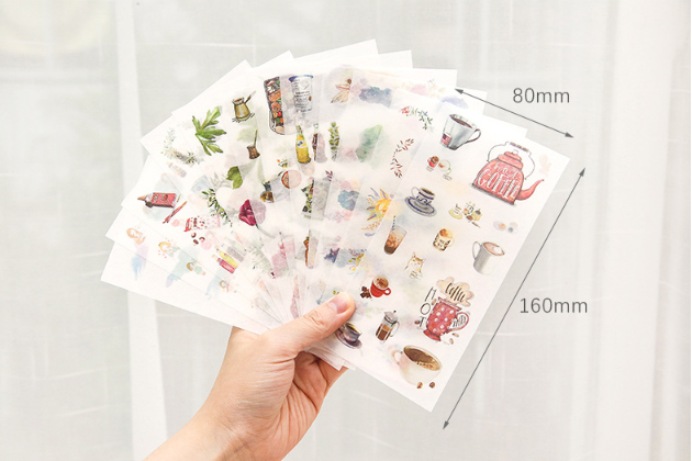 Set 6 tấm sticker hình ảnh đáng yêu trang trí tập sách sổ tay máy tính