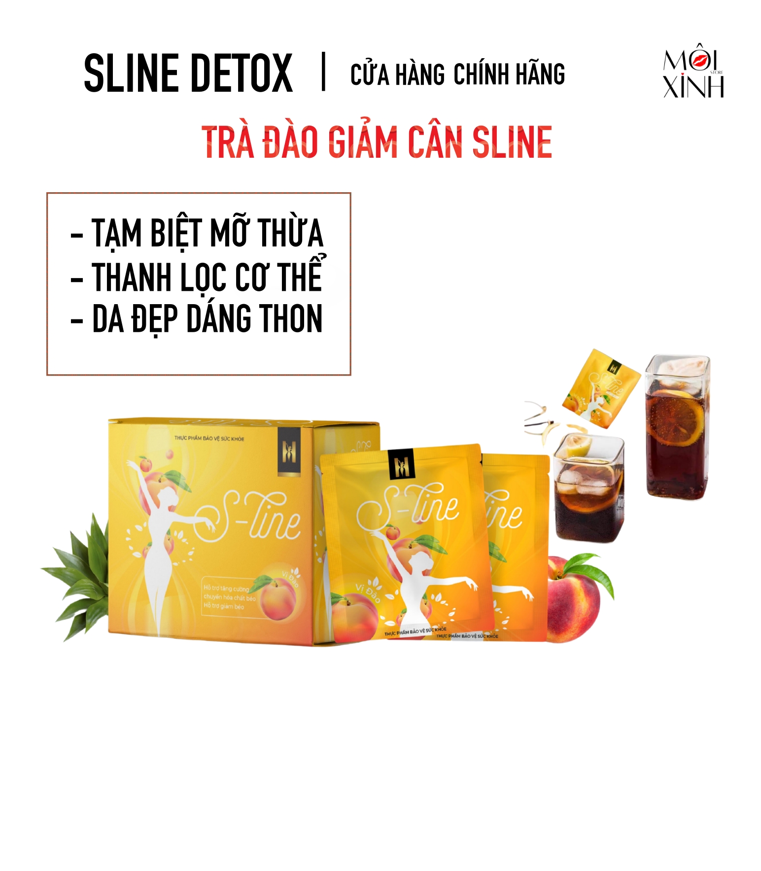 Trà Đào Sline Giảm Cân Hiệu Quả_Trà Đào Sline Detox_Giữ Dáng_Da Đẹp_Dáng Thon