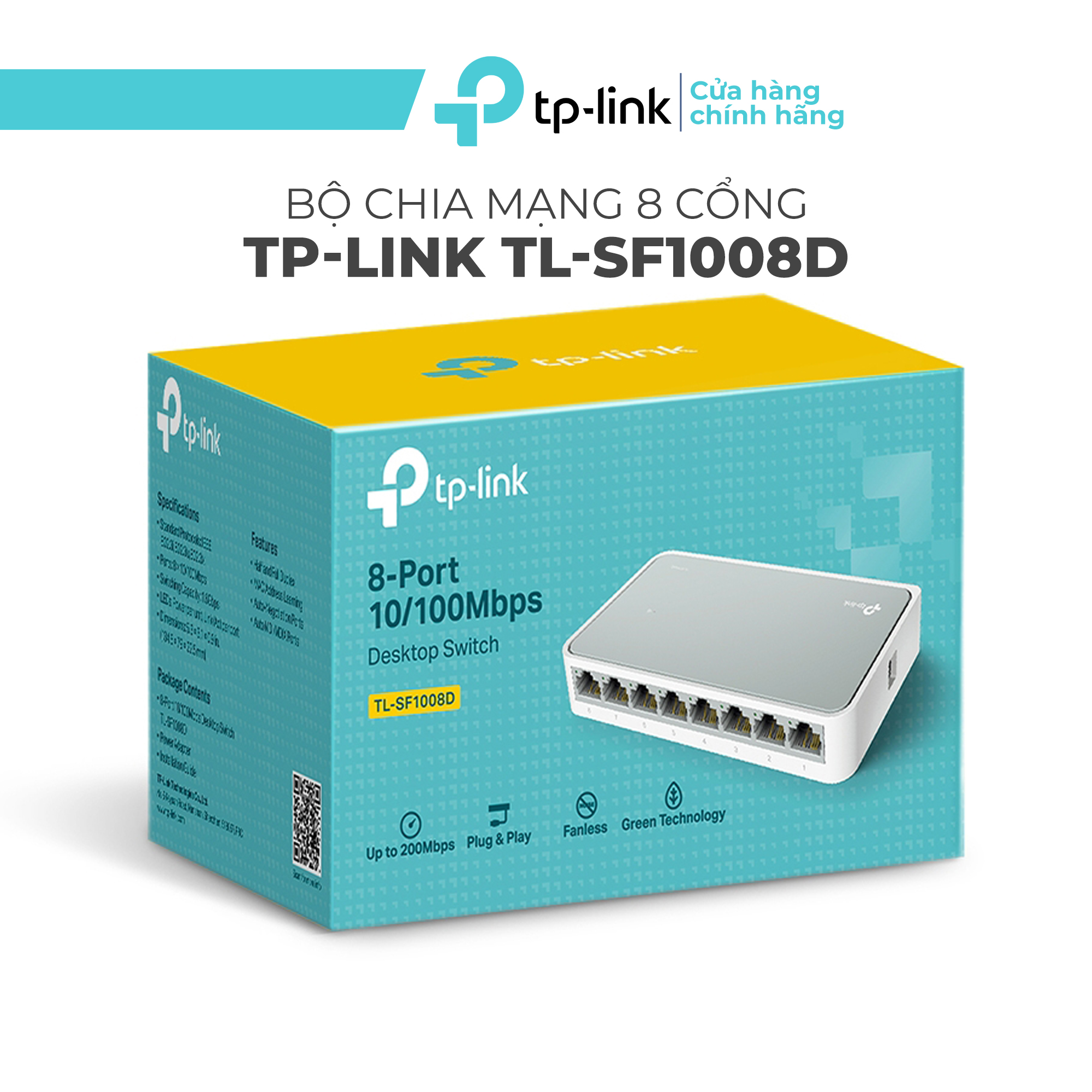 Ổ chia mạng 8 cổng TP-Link TL-SF1008D - Switch tplink 8 port tiện dụng, Bộ chia mạng 8 cổng chỉ cầm cắm và sử dụng, không cần cấu hình.