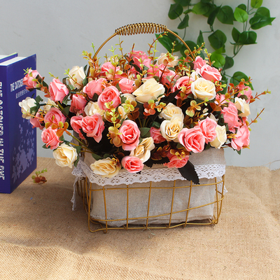 Hoa lụa decor, bó 10 bông hồng Hà Lan sang trọng làm lọ hoa để bàn, treo tường trang trí phòng khách