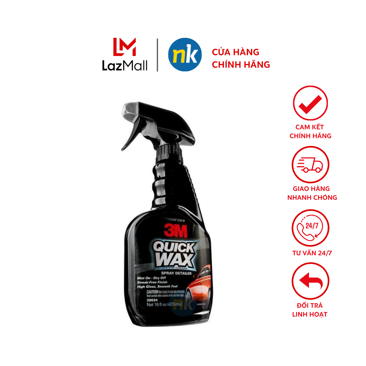 Chai xịt đánh bóng nhanh 3M Quick Wax PN39034 473ml (Đen) - Hàng USA