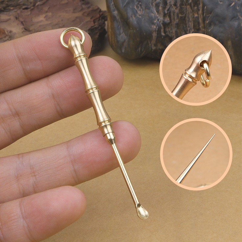 Dụng cụ móc ráy tai bằng đồng hai đầu tiện lợi . Vua móc khoá độc lạ là khác biệt