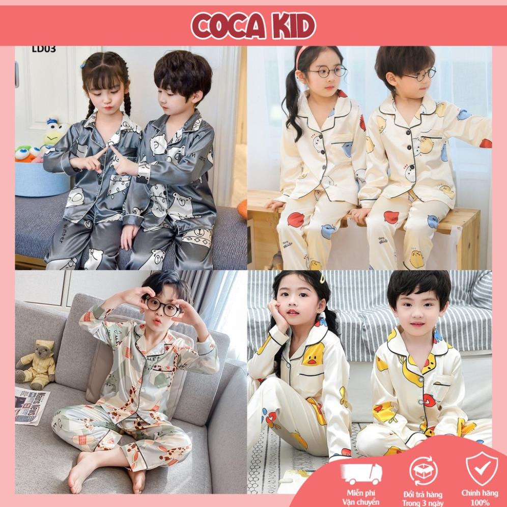  Đồ đồ trẻ con COCA KID cao cấp - bộ đồ pijama  cho bé chất lụa thoáng mát in hình cực đáng yêu Cho Bé Từ 8-39kg 