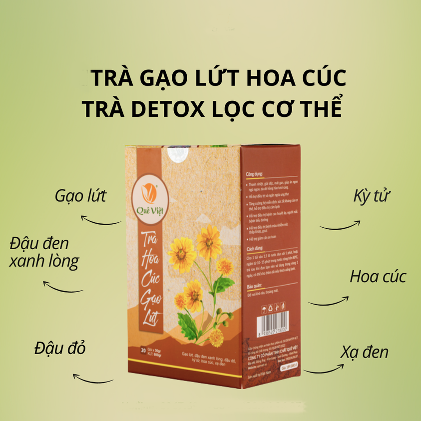 Trà hoa cúc gạo lứt Quê Việt thanh nhiệt, ngủ ngon - 20 gói/ hộp