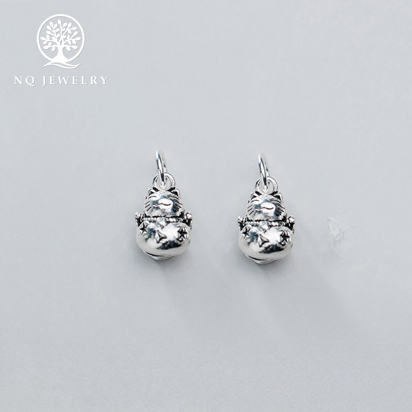 Charm bạc mèo thần tài treo - NQ Jewelry