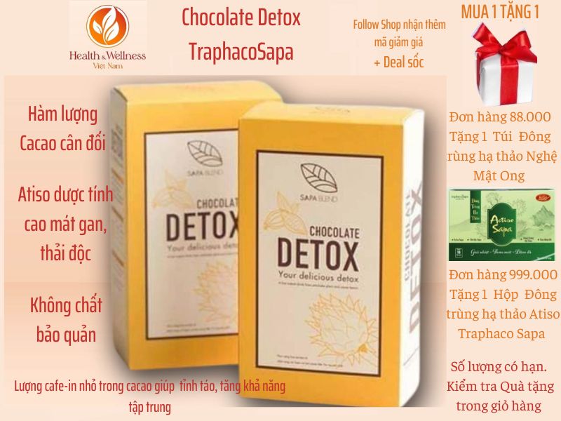 Detox Chocolate - Traphaco Sapa - Kết hợp Cacao và Atiso thanh lọc cơ thể