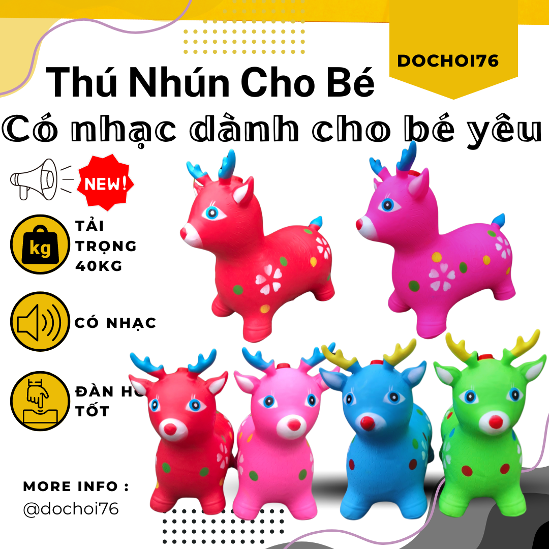 Thú Nhún  Cho Bé Hươu Có Nhạc Loại To Dành Trẻ Em Đồ Chơi Vân Động Toy