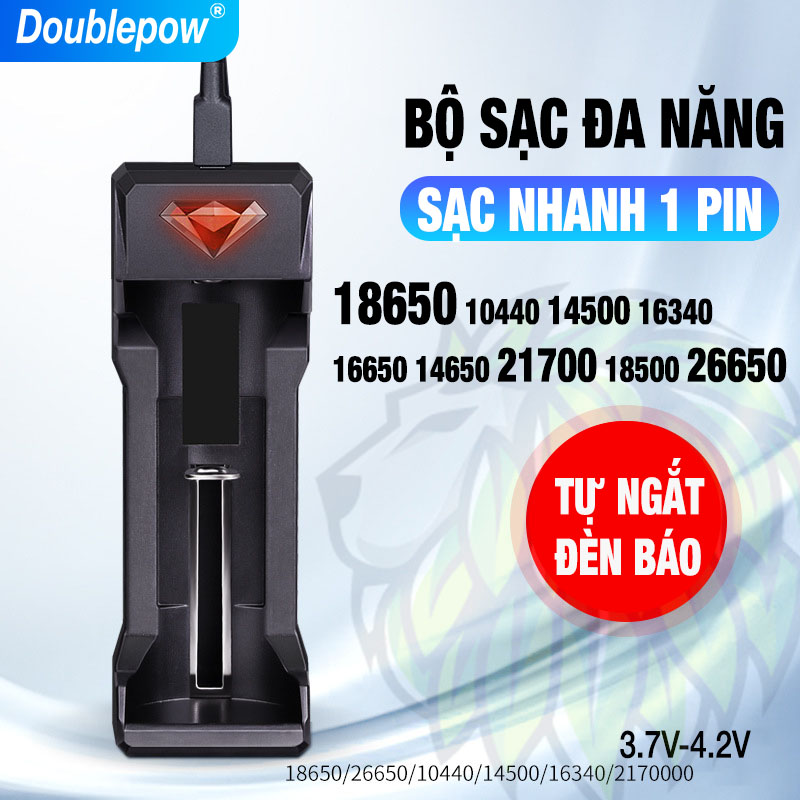 Bộ Sạc Pin 18650 26650 21700 16340 CR123A 14500 21700 Tự Ngắt 3.7V Doublepow - Bộ Sạc Pin Đa Năng 3.7V UK11 cho đèn pin, xe điện, máy khoan, nguồn dự phòng, thiế bị y tế, quạt cầm tay, loa Bluetooth