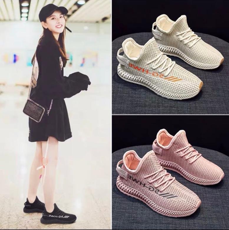 Giày thể thao nữ sneaker nữ yzy wei 5g 3 màu đen - hồng - ghi - tgs108