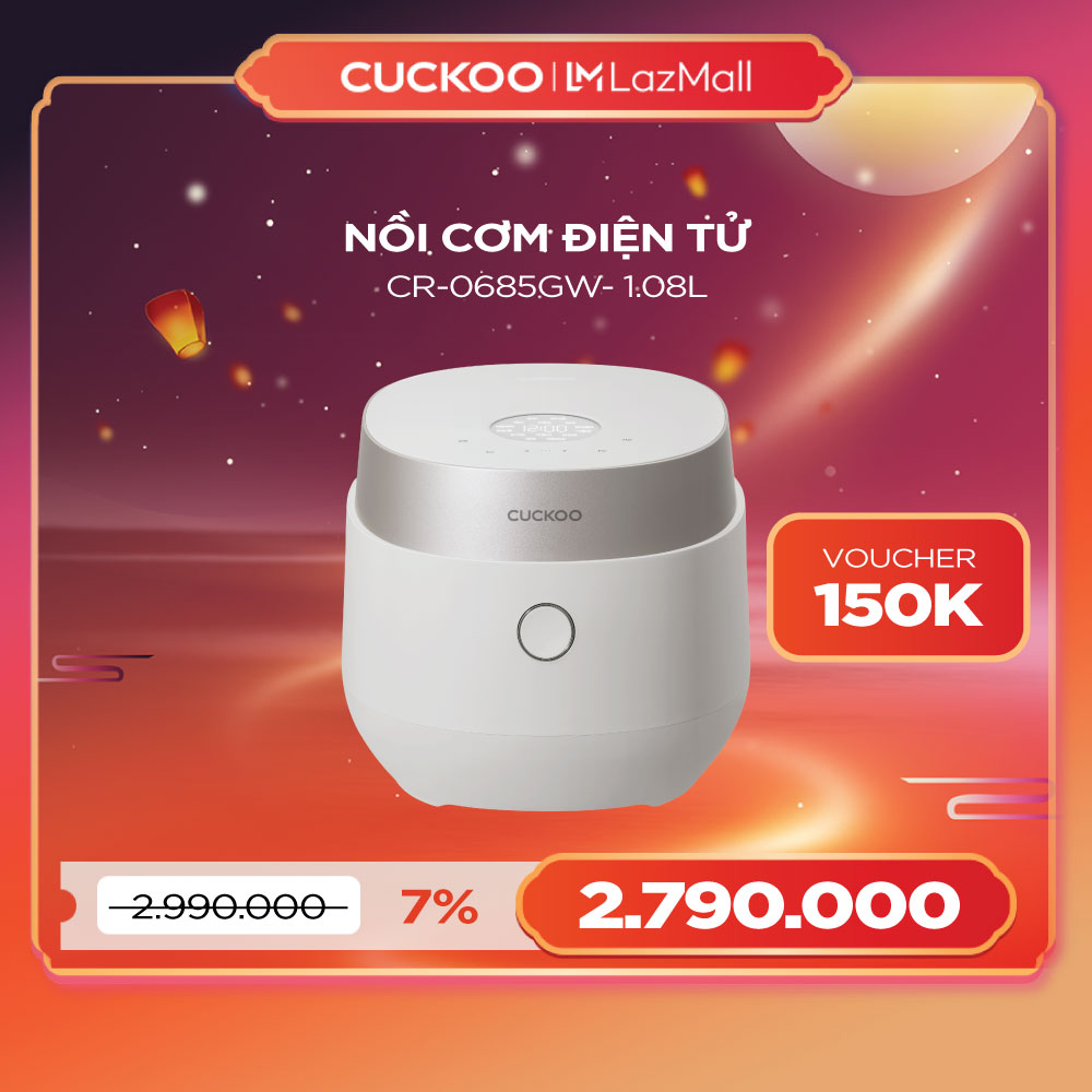 Nồi cơm điện cuckoo 1.08l cr-0685gw - lòng nồi chống dính - hàng chính hãng
