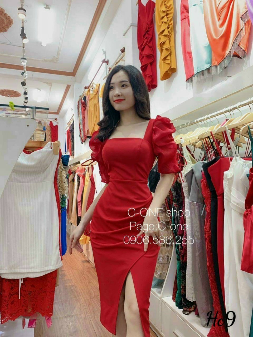 Đầm ôm body xẻ tà hàng thiết kế đi tiệc sang chảnh váy đi tiệc tay phồng tôn dáng như hình