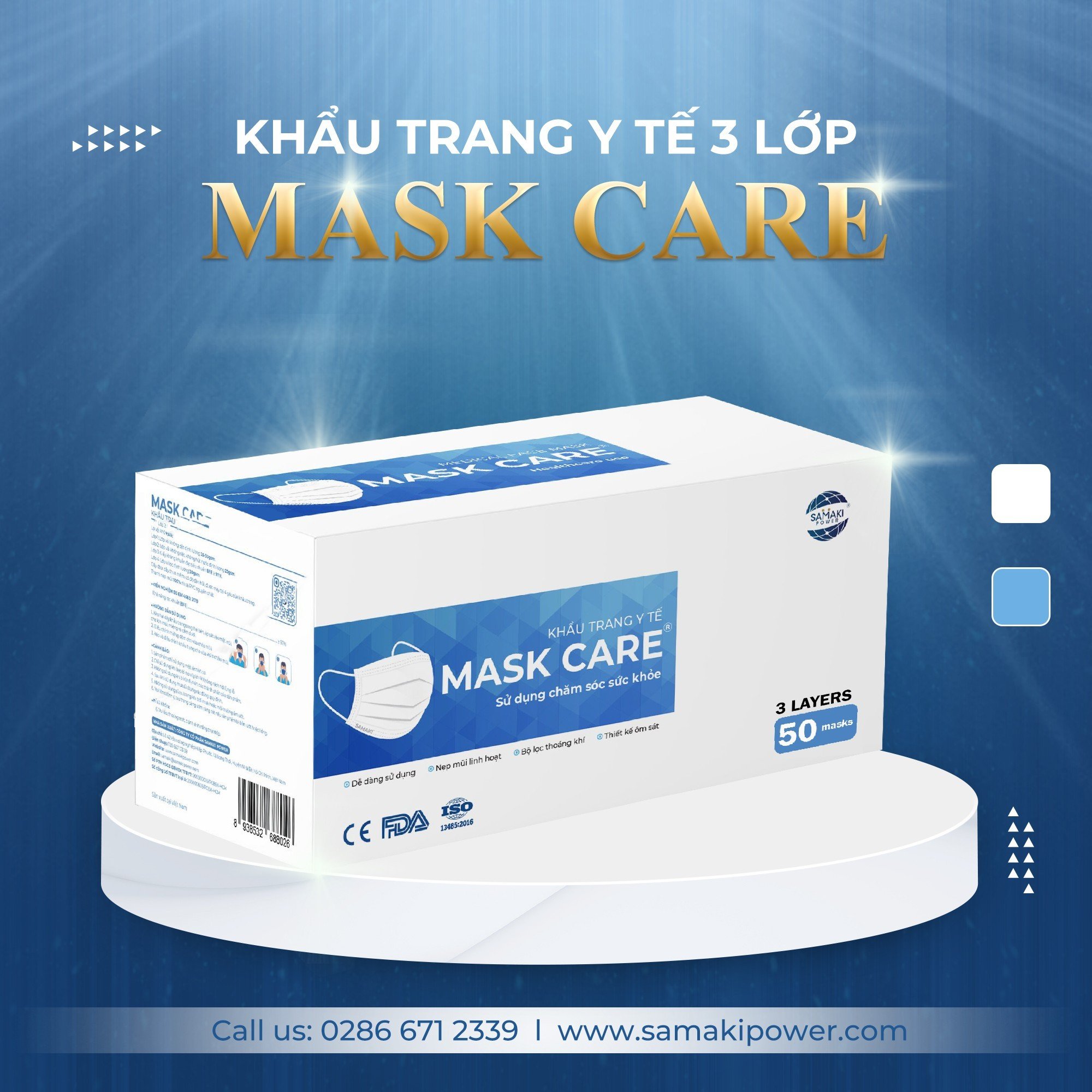 Khẩu trang y tế 3 lớp SAMAKI POWER – hộp 50 cái