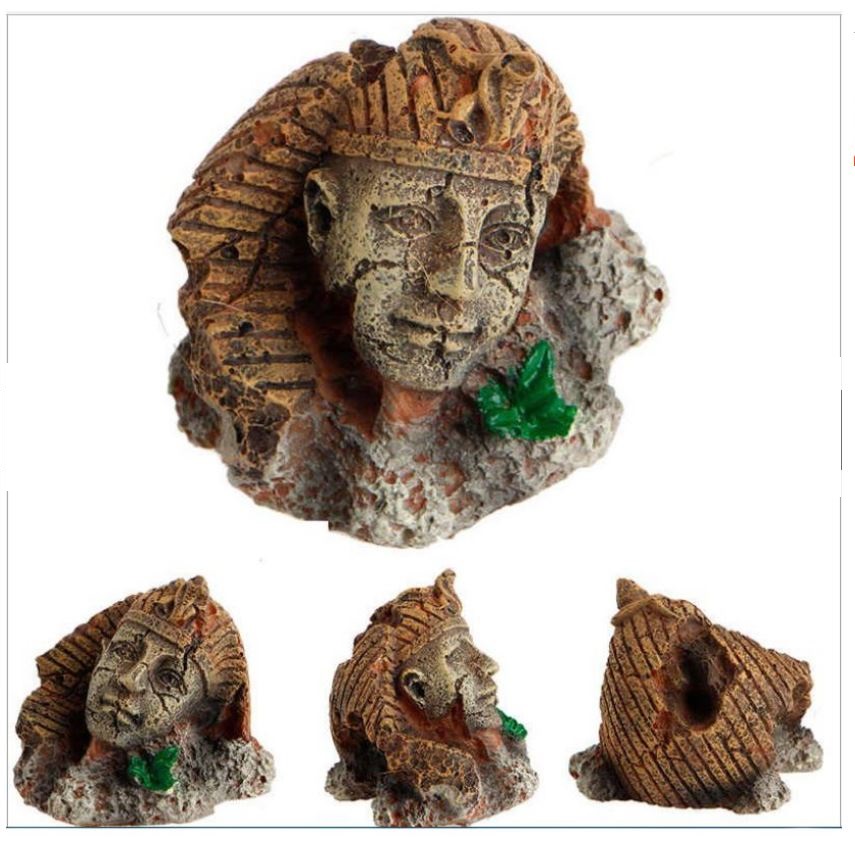 Tượng đầu nhân sư đổ nát trang trí bể cá thủy sinh