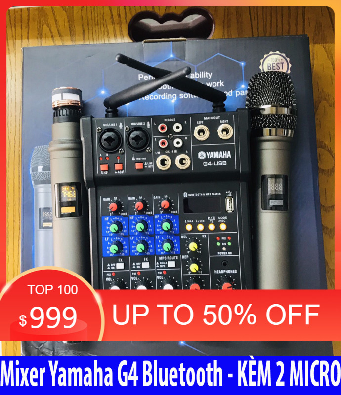 Trọn bộ thu âm mixer g4 bluetooth, mixer g4 + micro không dây hát karaoke-livestream rất hay, bộ mixer g4 bộ mixer g4 usb kèm cặp micro không dây độ nhạy tốt, chất âm hay