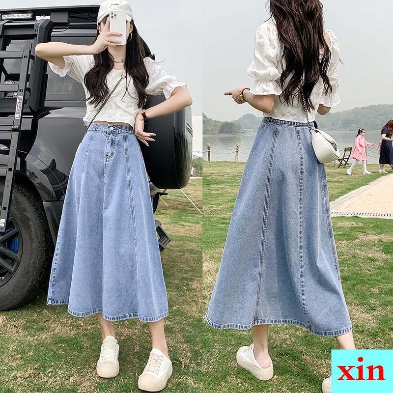 Chân Váy Denim Chữ a Lưng Thun Dáng Dài Phong Cách Cổ Điển Thời Trang Mùa Hè Mới Cho Nữ