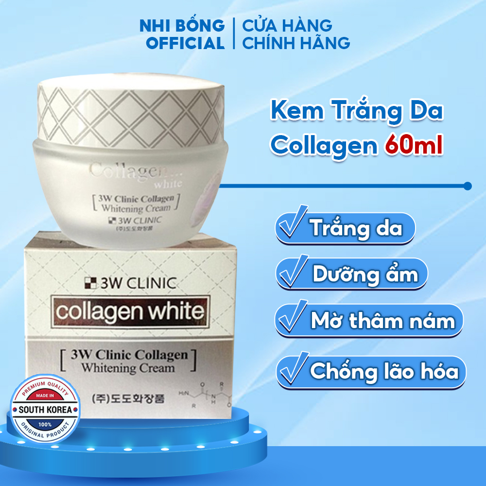 Kem Trắng Da Dưỡng Ẩm Chống Lão Hóa Chiết Xuất Collagen 3w Clinic Hàn Quốc 60ml Giúp Da Trắng Sáng Và Mềm Mịn Tự Nhiên
