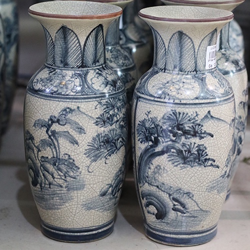 Lọ hoa men rạn giả cổ = gốm sứ bát tràng