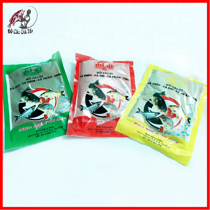 Mồi câu cá d1 d2 d3, mồi câu cá chép, cá phi, cá trắm