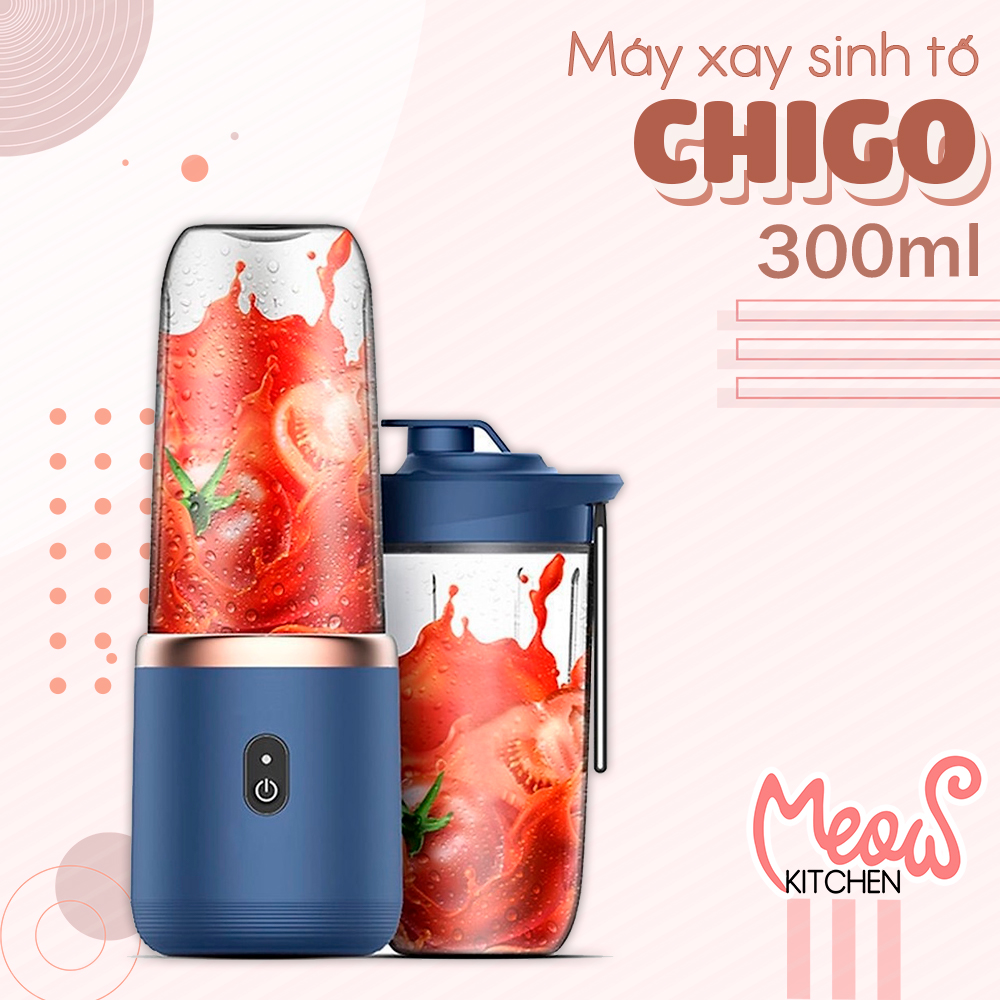 Máy sinh tố cầm tay Chigo - Dung tích 300ml - Lưỡi doa 4 cánh - Máy xay sinh tố đa năng Chigo - Máy say sinh tố
