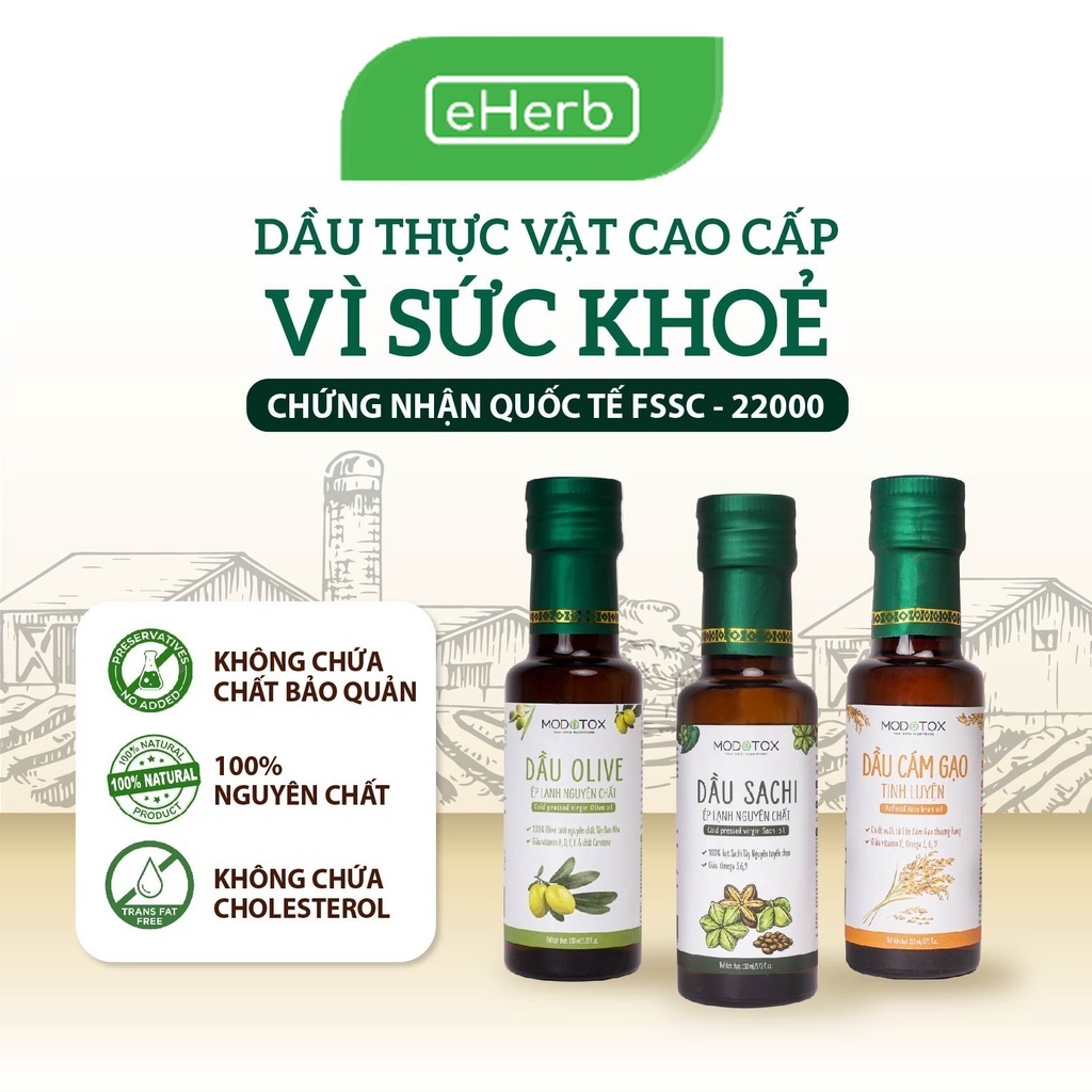 Dầu Ăn Eat Clean Oliu, Sachi, Cám Gạo MODOTOX Bổ Sung Omega 3-6-9 Phù Hợp Quá Trình Giảm Cân, Mẹ & Bé Trên 6 Tháng Tuổi - eHerb