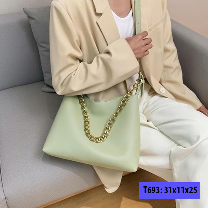 Túi xách tote da đeo chéo đi học đi làm đẹp phối xích đơn giản phong cách hàn quốc T693