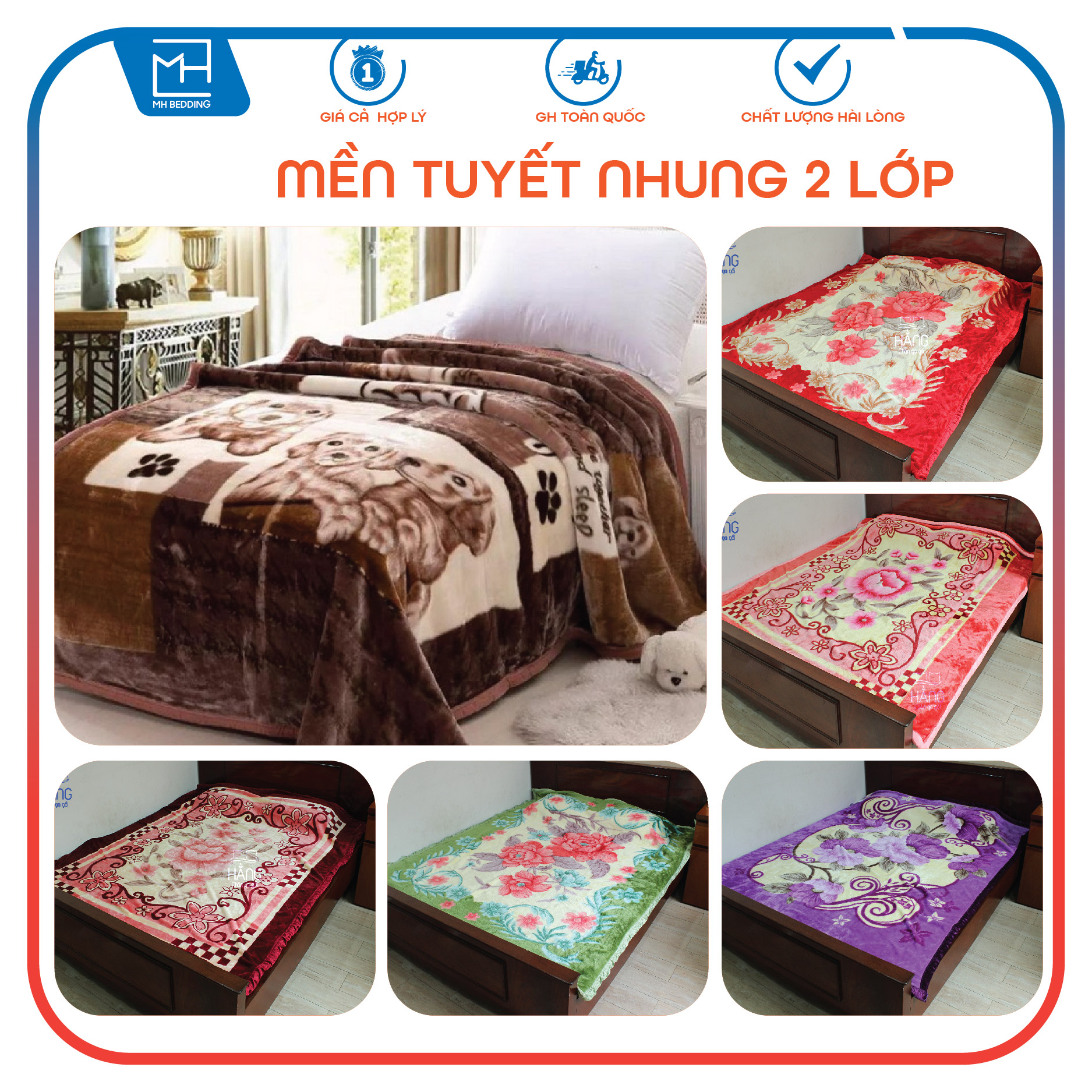 Chăn tuyết nhung 2kg - mền nhung 2 lớp cao cấp