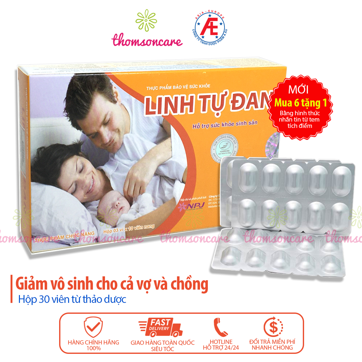 LINH TỰ ĐAN - hỗ trợ giảm vô sinh nam nữ từ thảo dược, cao nhân sâm, tăng khả năng thụ thai, mang thai
