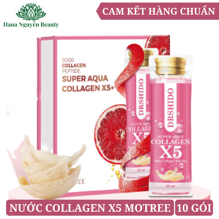 Nước uống collagen X5 Motree Hộp 10 Gói (Mẫu Mới)
